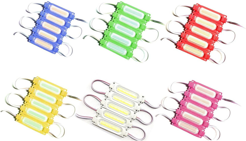 motards 30 Pieces 12V 2W LED Capsule Module Light for Car & Bike Multipurpose Car Fancy Lights(Red, Green, Blue, White, Pink, Yellow)