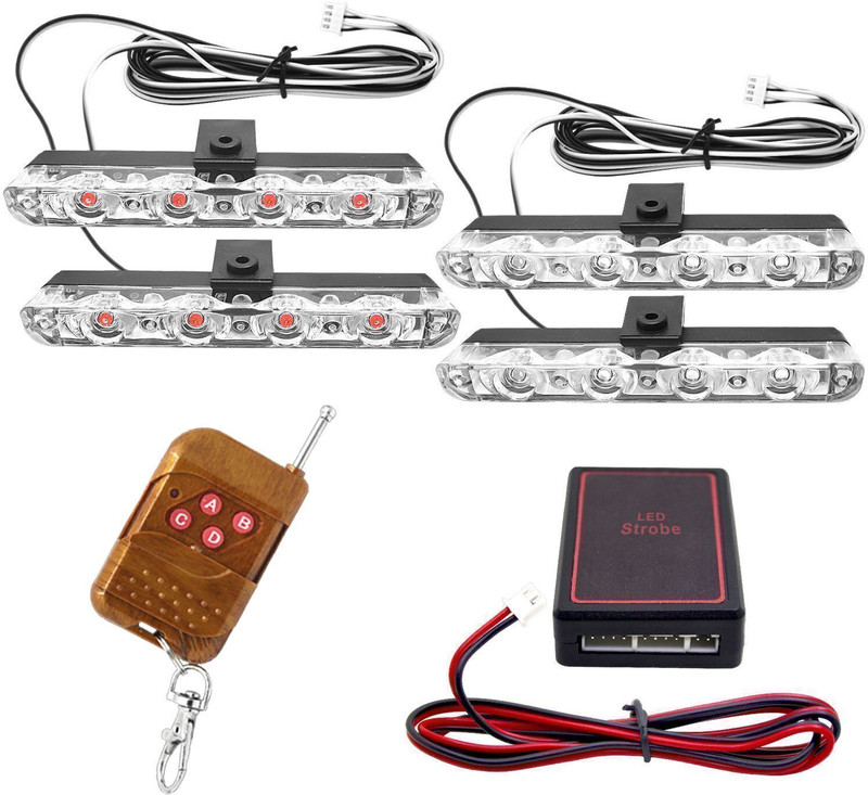CARZEX 16 LED Smart Strobe Warning Lights Wireless Remote Controller Car Fancy Lights(Multicolor)