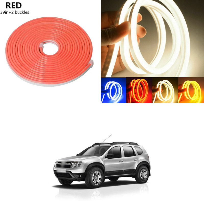 PRTEK Red Neon LED Flexible Roll Light 12V Interior Exterior for Duster Car Fancy Lights(Red)