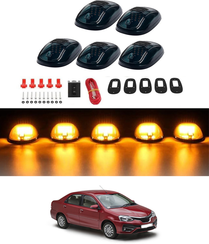 MATIES 12V/Amber Car Roof Mouse Light Set of 5(Car,Jeep,SUV,Truck)Etios Toyota 2010 Headlight Car, Truck, Van LED for Toyota (12 V, 55 W)(Etios, Pack of 5)