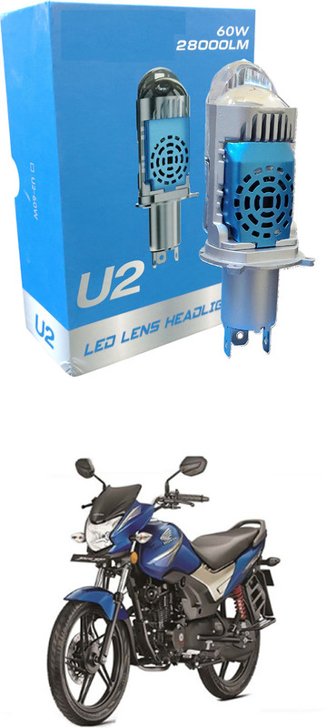 LOVMOTO Universal H4 U2 Motorcycle 60W LED Headlight Laser Light 3 pin headlight sg167 Car Fancy Lights(White)