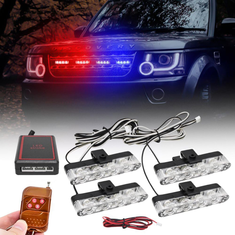 BXtremeZ Car Grill Red & Blue LED Police Flasher Light with Controller & Flashing Modes Car Fancy Lights(Red, Blue)