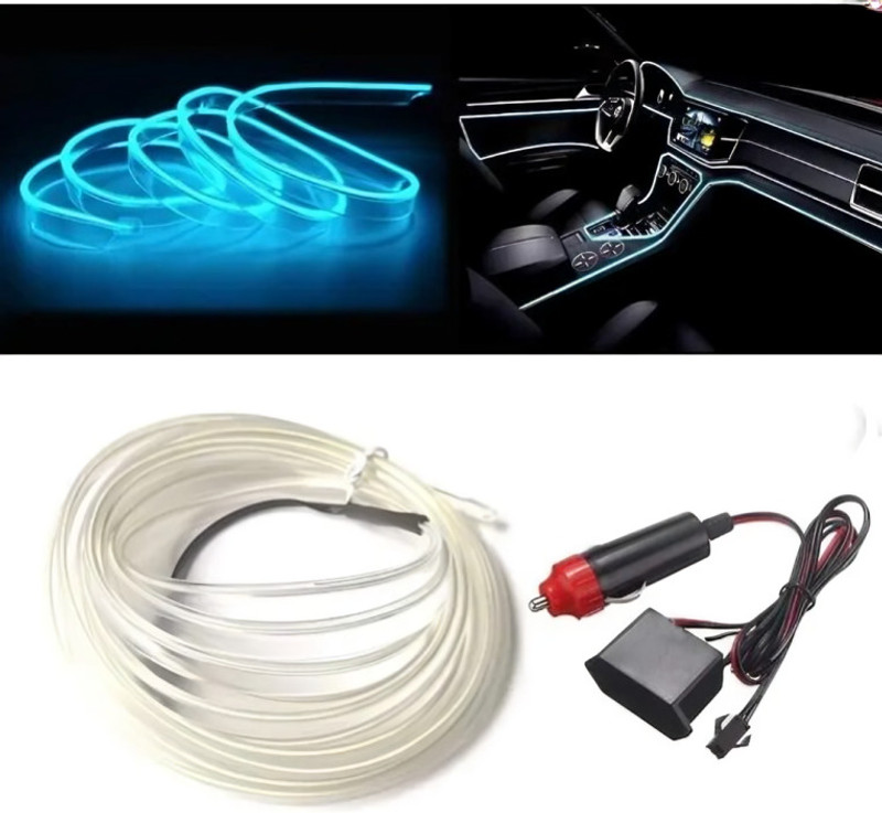 mahalraj New EL Wire Car Interior Ambient Neon Light Cars With Controller (5 Meter) Car Fancy Lights(Blue)