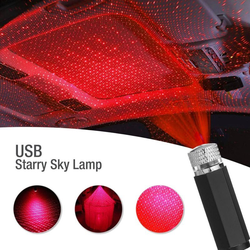 RADHEY Car Star Roof Ambient Light / USB Laser Projection Interior Decoration Light Car Flashlight Holder