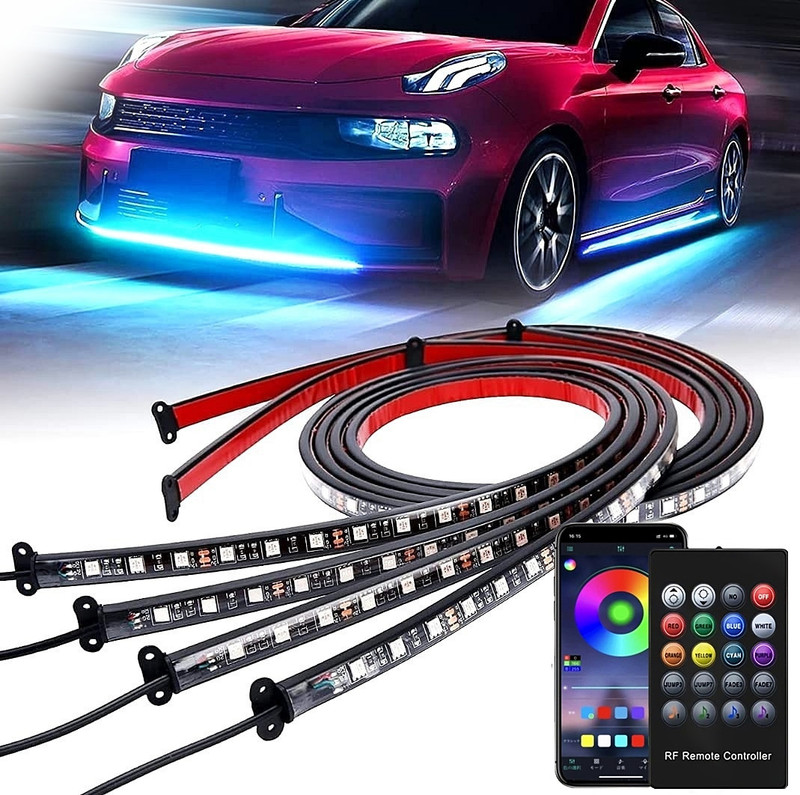 EliteAuto WaterProof Car UnderBody Chassis Light ,Remote Control car Light (4PCS+Remote) Car Fancy Lights(Multicolor)