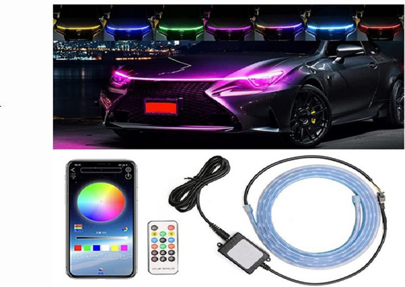 PRTEK Car Hood LED Strip Light Multicolor APP & Remote Waterproof 150cm X35 Car Fancy Lights(Multicolor)