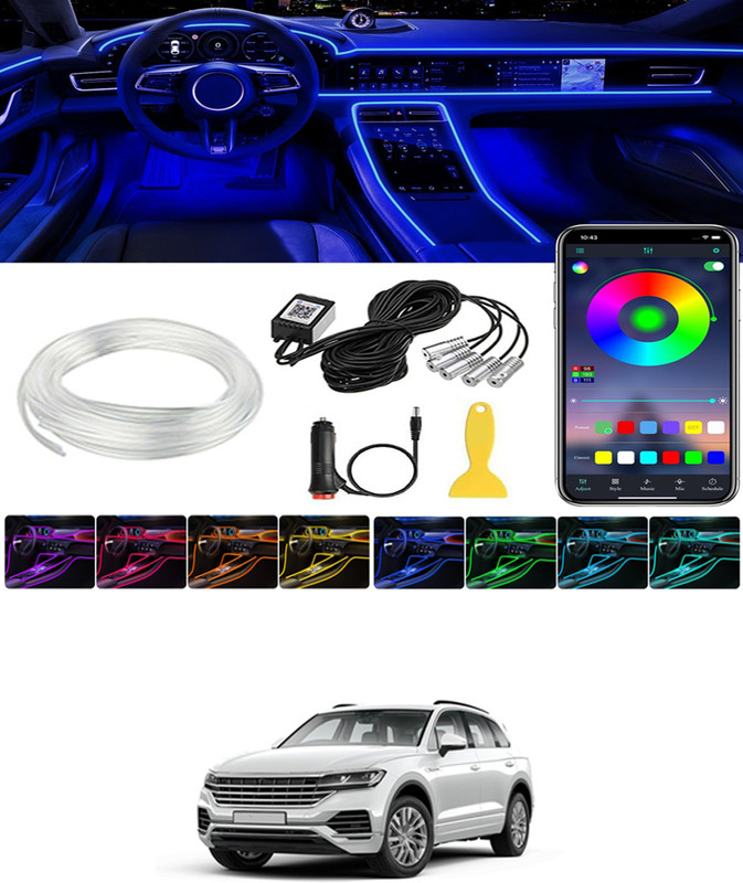 RKPSP Car Interior RGB Strip Light with App & Remote Control Sound Active Function-196 Car Fancy Lights(Multicolor)