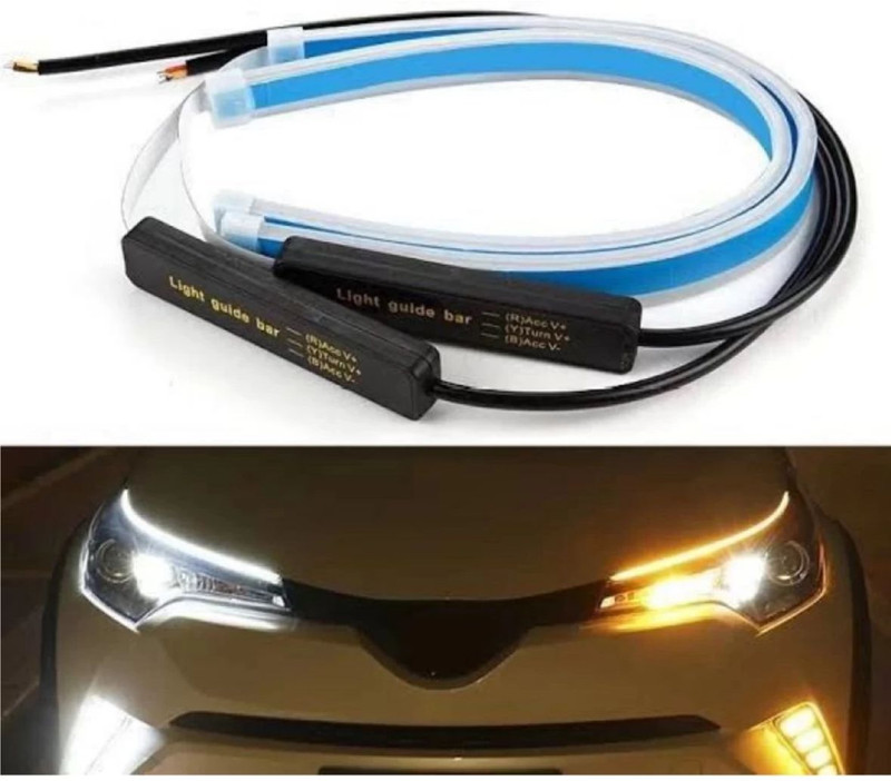 RohanEshop Car Drl with Adapter White & Yellow Running Indicator Lights (Pack of 2) Car Fancy Lights(White, Yellow)