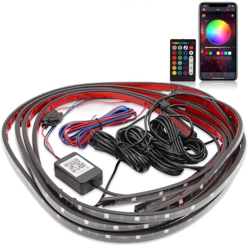 RAWAT 4 Pcs RGB Smart LED Car Under Body Strip Lights With APP And Remote Controll Car Fancy Lights(Multicolor)
