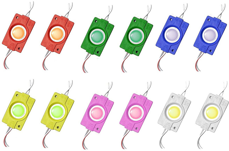Wangsales 2 Pcs Each Red Green Blue Yellow White Pink 12 Pcs 12V DC Coin LED Light Module Car Fancy Lights(Multicolor)