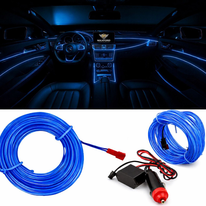 MAXFORD EL Wire (Blue) 5 Meter Flexible Glowing Car Interior Light 12V For All Cars Car Fancy Lights(Blue)