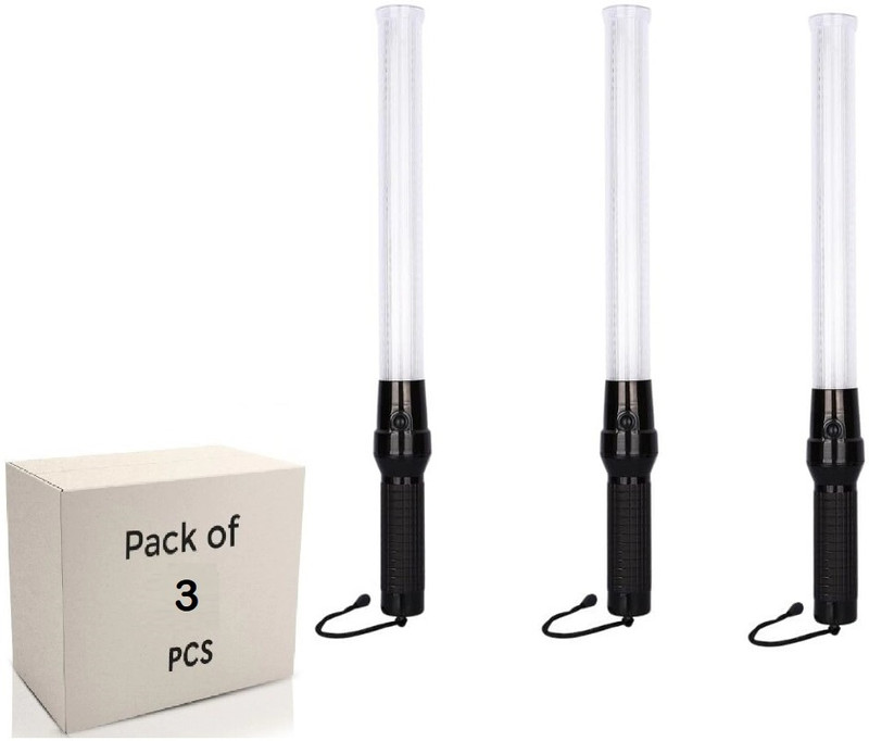 Crewbolt Flashlight Led Traffic Control Baton Wands Air Marshaling Parking Control 3 PC Car Fancy Lights(Red, Green)