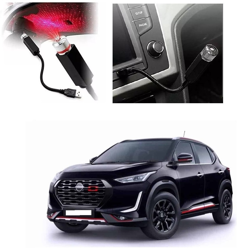 AutooNation Car interior USB Ambient Star Projector Use Party Light For Nissan Magnite Car Fancy Lights(Red)