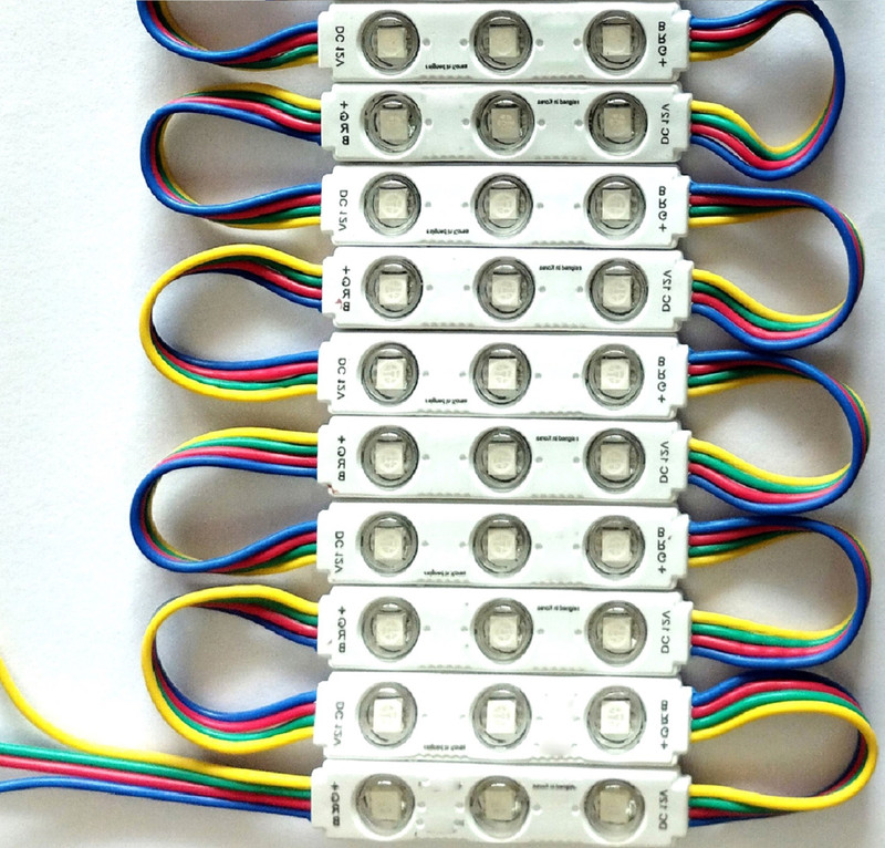 Steko 10 Pieces RGB 3 Color 3 Led Optical Module 5050 SMD Waterproof LED Module Light Car Fancy Lights(Multicolor)