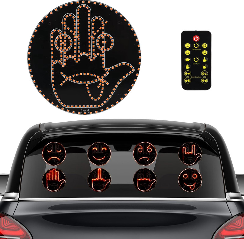 pericat Car Rear Smiley LED Window Light Car Fancy Lights(Black)