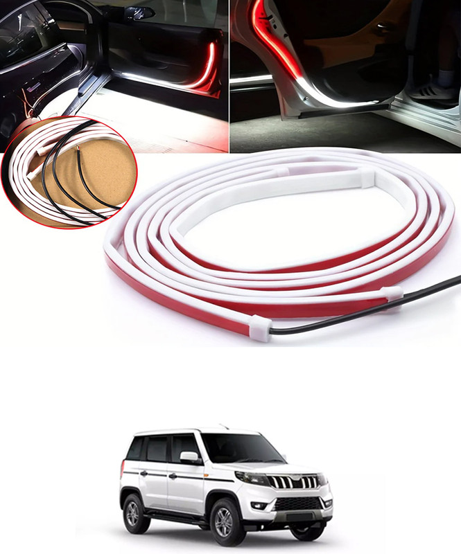 RKPSP High Brightness 12V/2Pcs RED/White Door Opening Warning LED Strip Light-036 Car Fancy Lights(Red, White)
