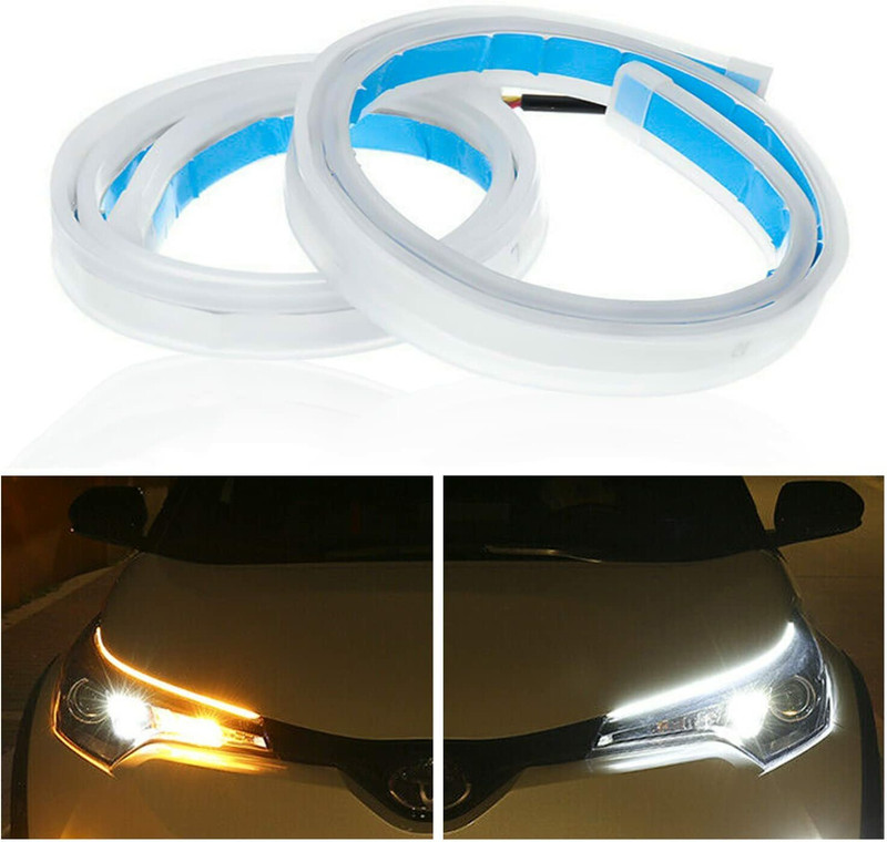 EliteAuto Waterproof DRL Strip for Cars & Bikes with Matrix Yellow Flowing Indicator Car Fancy Lights(White, Yellow)