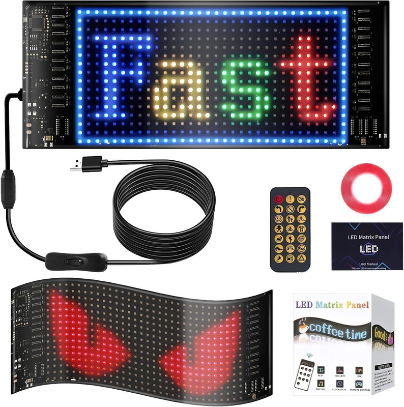 AQUABUCKET LED Matrix Panel Screen for Car | Bluetooth Programmable Display | App Control Car Fancy Lights(Black)