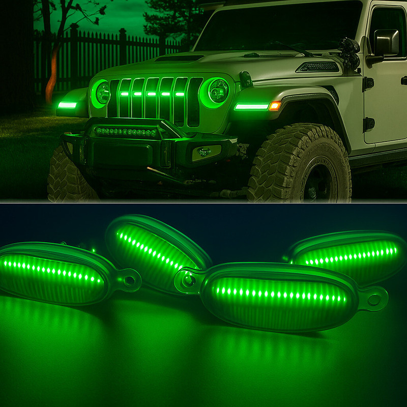 CARMAZE Green Car Grill light universal for car LED Grille Lights Yellow Car Fancy Lights(Green)