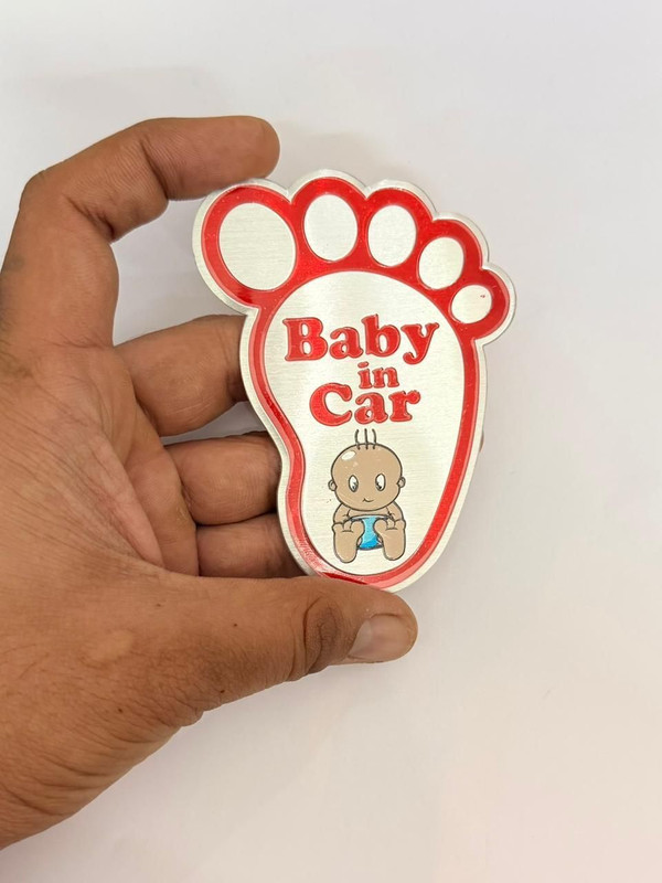 Auto MT RED Footh shape 10X10 baby in car Decoration & Attractive Look Logo Car Flywheel