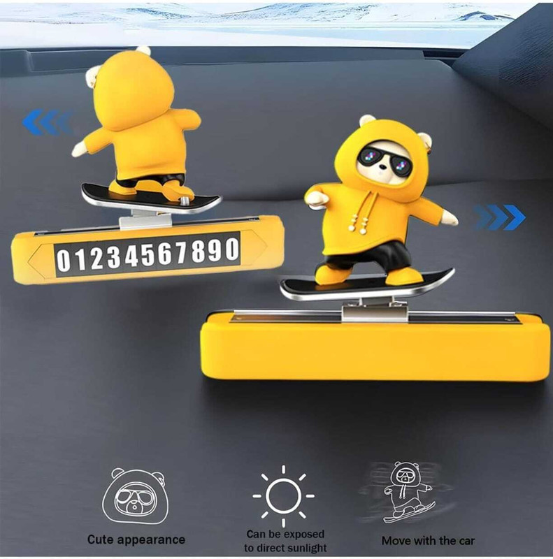 Auto MT Yellow Car Slidder Panda Dashboard Decoration Sliding Skateboarding Car Flywheel