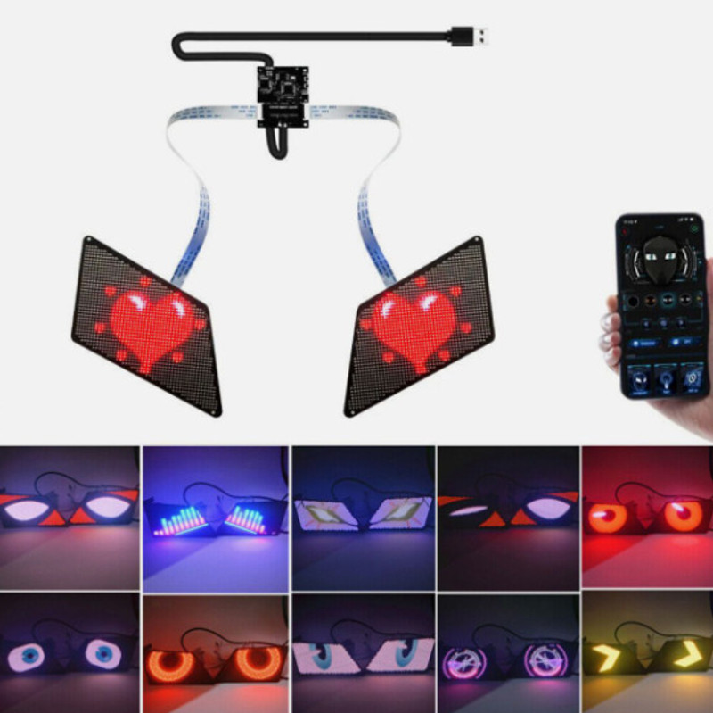 Auto MT 2pc LED-Screen 10w Demon Eyes Dynamic Animated Display App Control for Cars Car Flywheel