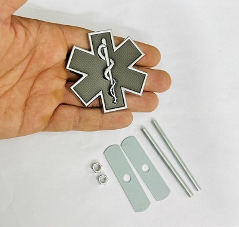 Auto MT (BLACK) Star of Life Doctor GRILL Logo (6.3cmx6.3cm) FOR Car Bike Laptop Emblem Car Flywheel