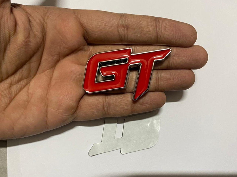 Auto MT Chrome-RED GT Small Metal 3D Sticker (6.5cmx3.8cm)Car LOGO Attractive Car Flywheel