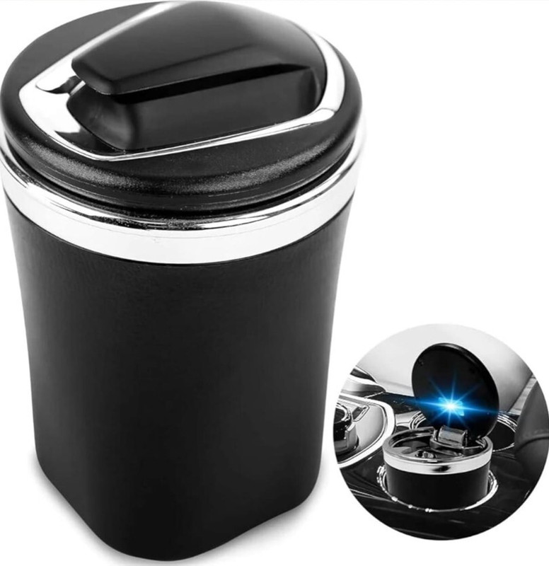 Auto MT Car Ashtray With Led Light Smoke Proof Portable Detachable Cup Holder'BLACK Car Flywheel