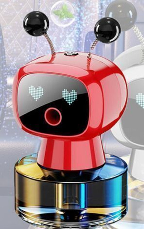 Auto MT Red Solar Robot Perfrume Stylish Intelligent,1PC Decoration Universal Car Flywheel