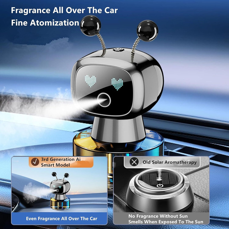 Auto MT GREY STYLISH/ATTRACTIVE SOLAR ROBOT PERFUME 1PC UNIVERSAL ALL CAR Car Flywheel
