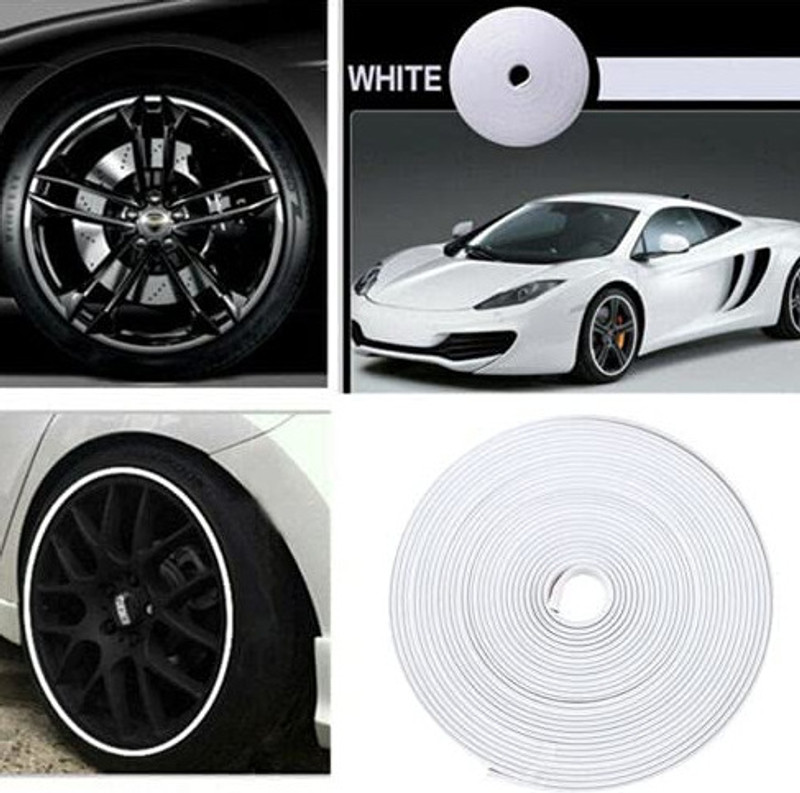 Auto MT White Beading Alloy Wheel Protector Universal Tire Guard Rubber Sticker Strip. Car Flywheel