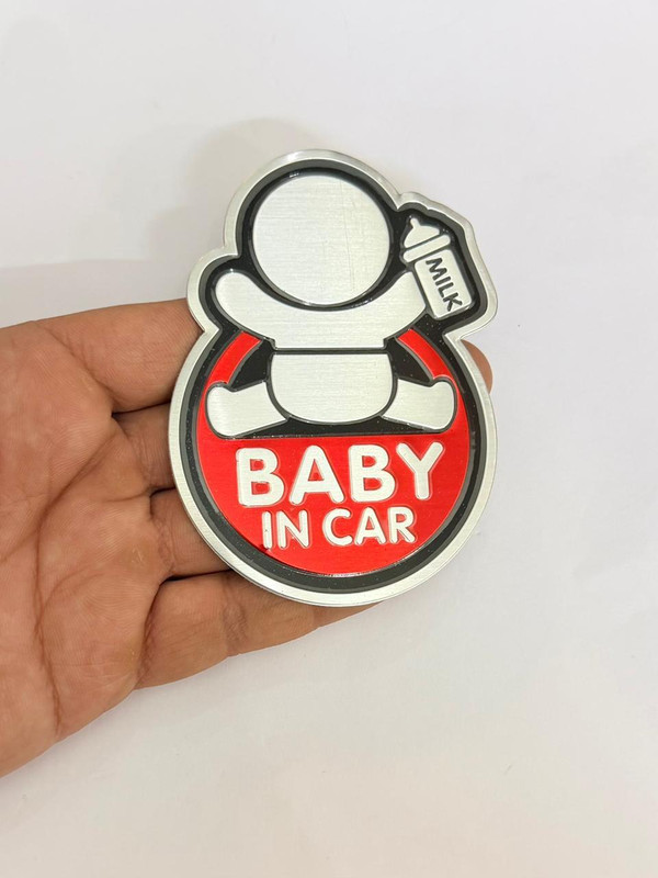 Auto MT Red baby in car round Sticker 10cmx7.3cm Decal Sport logo Universal Car Flywheel