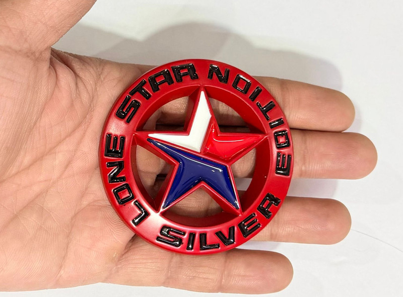 Auto MT RED Black Lone Star Edition Texas Metal Logo (7.5cmx7.5cm) 3D Emblem Cars Car Flywheel