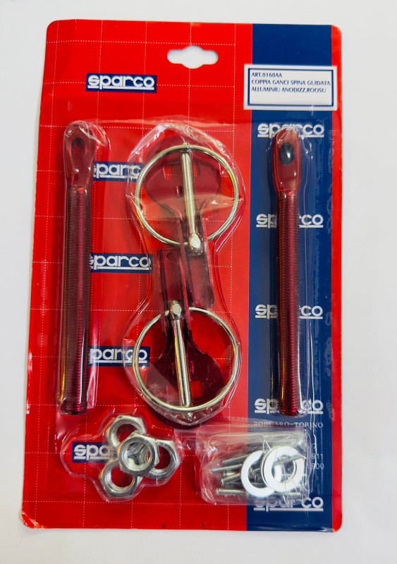 Auto MT Red 2PC, Sparco Bonnet Hood Pin Lock for Car Mount Security, Latch Kit Racing Car Flywheel