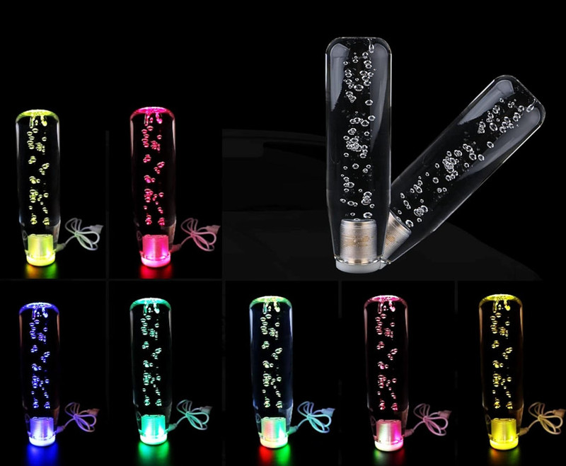 Auto MT 15cm RGB LED Gear Knob,Multicolor Crystal Bubble Gradient Shift Knob' Car Flywheel