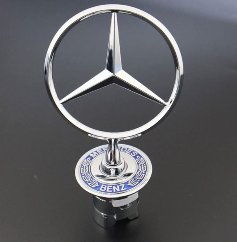 Auto MT Mercedess Star,Silver-Blue Emblem Benz Zinc Alloy Front Hood Ornament Badge Logo Car Flywheel