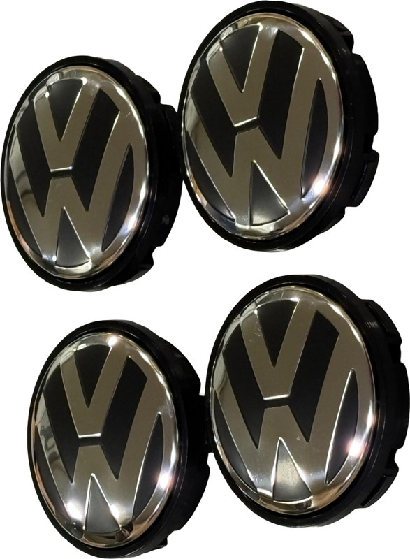 ARK OGL Wheel Cap Hub Polo 2009Vento2010 Ameo 2016Black with Chrome Set of 4Pcs 56MM Car Flywheel