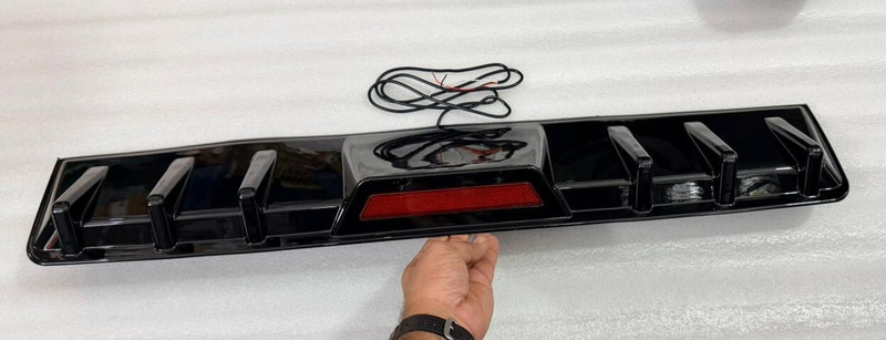 Auto MT Rear Bumper Diffuser with Red LED Brake Light Lip Splitter Glossy Black Car Flywheel
