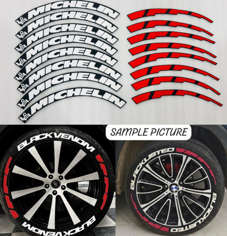Auto MT Michelin Car Tyre Stickers Permanent Rubber for 4 Tyre Universal Tire Stickers Car Flywheel