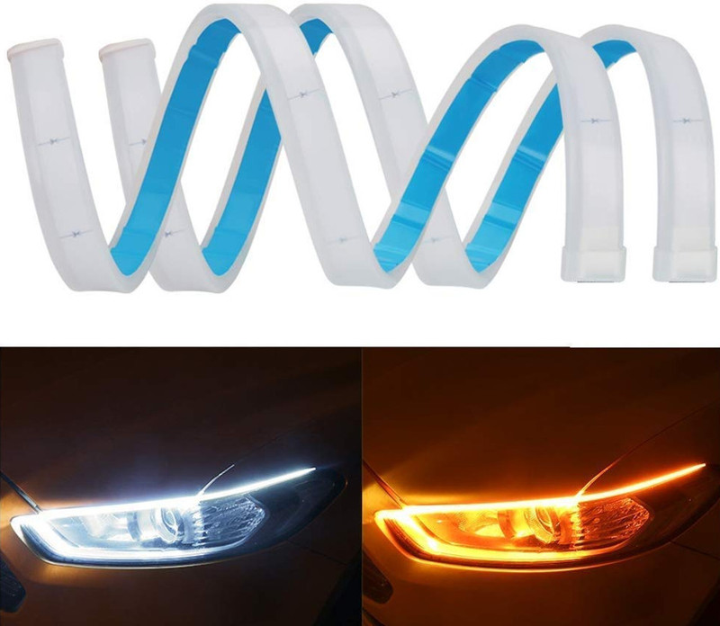 Auto MT Car Headlight Led Tube Strip Flexible White and Yellow Drl Daytime Running Car Flywheel