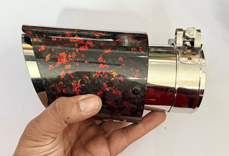 Auto MT Orange, 2.5" Akrapovic, Forged Carbon Exhaust Single Tip, Car Flywheel