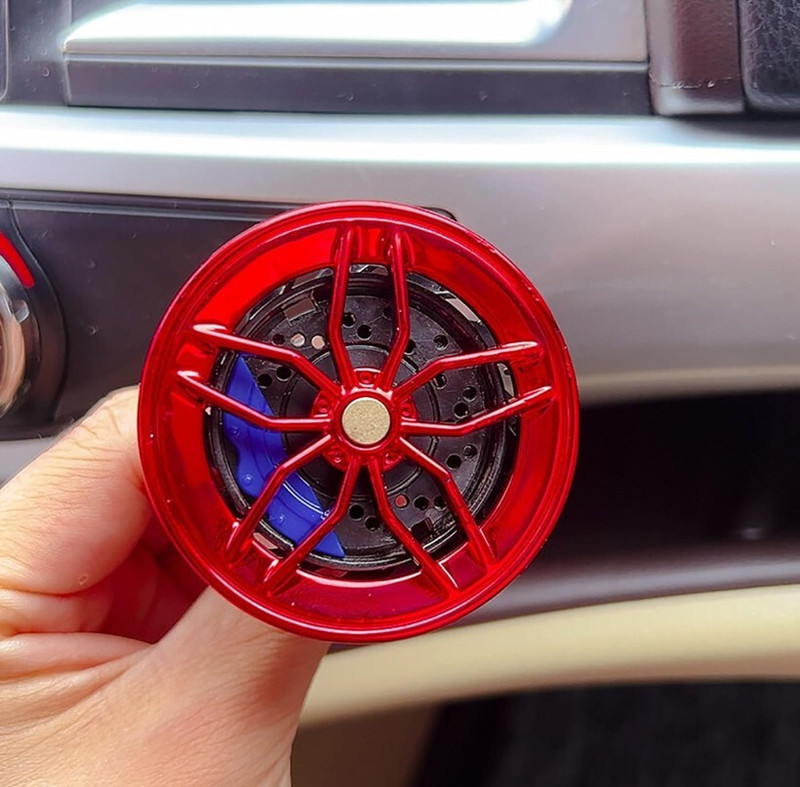 Auto MT RED Rotating Wheel Design Car AC Vent Clip Aromatherapy Air Freshener Car Flywheel