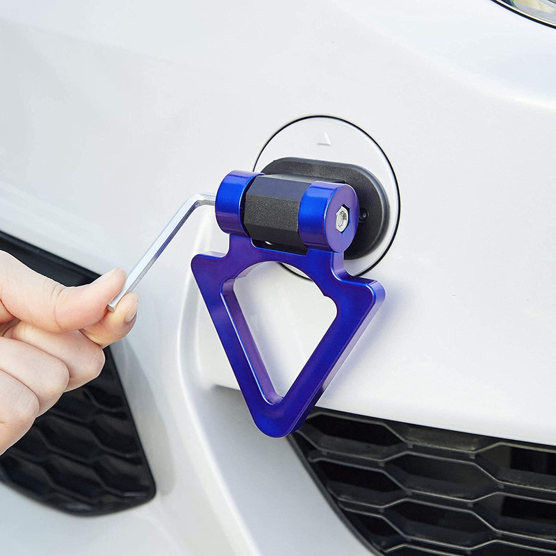 Auto MT Blue-Triangle Dummy Tow Hook, Universal for Car Bumper Sticker Rear Tow-Strap Vehicle Tool Kit