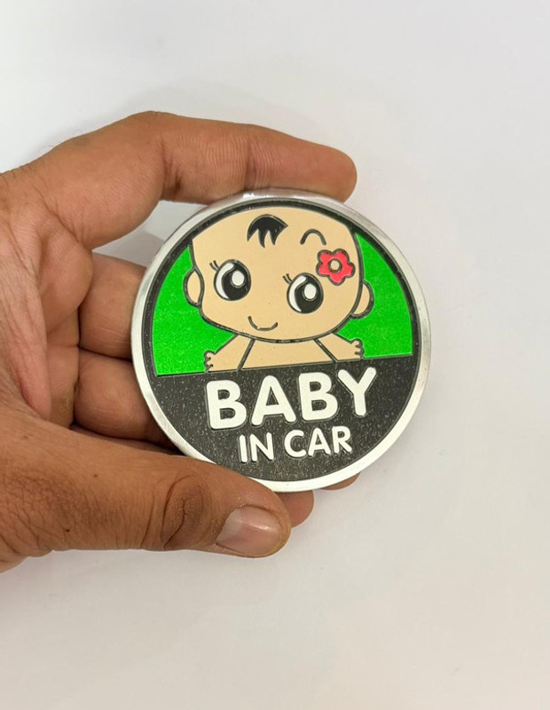 Auto MT Green Baby in Car Round Sticker 7.5cmX7.5cm For Cars Logo Stylish Car Flywheel