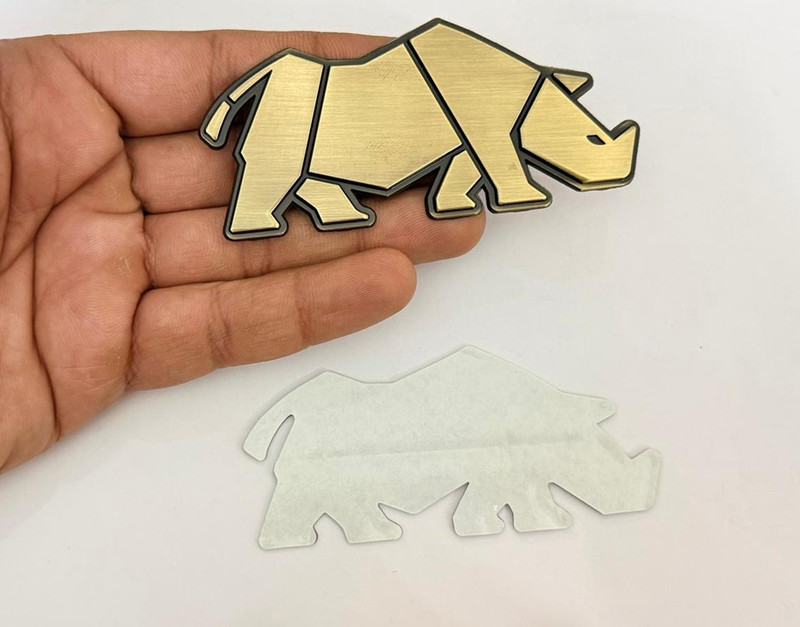 Auto MT Rhinoceros Bronze Emblem Self Adhesive Sticker 9.8cmX4.5cm UNIVERSAL for CAR Car Flywheel
