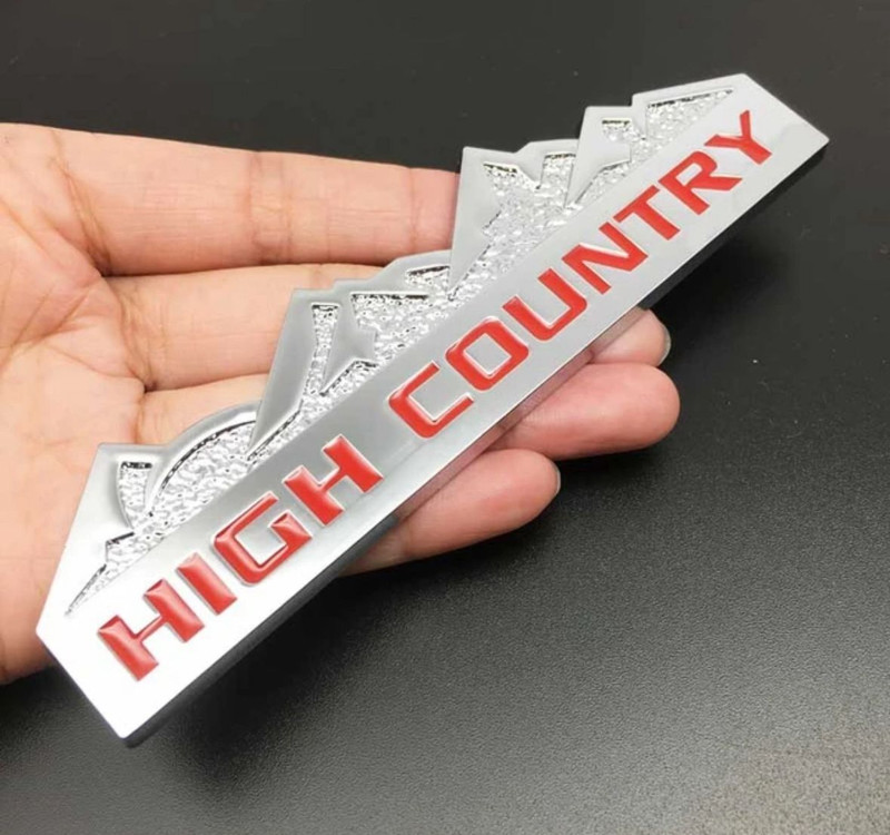Auto MT Chrome Red High Country Metal Sticker (12.5cmx3.5cm) for all Car&Bike 3D Emblem. Car Flywheel