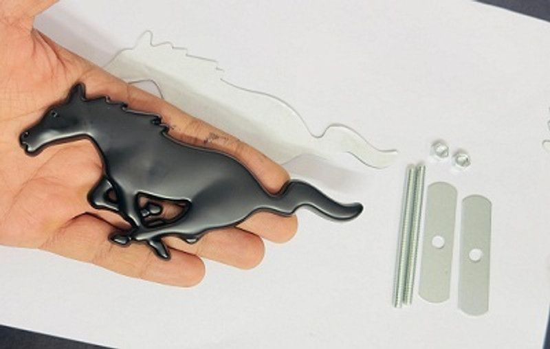 Auto MT BLACK_Mstang Horse GRILL Logo 16cmX6cm Badge Sticker Emblem for Car Bike Car Flywheel