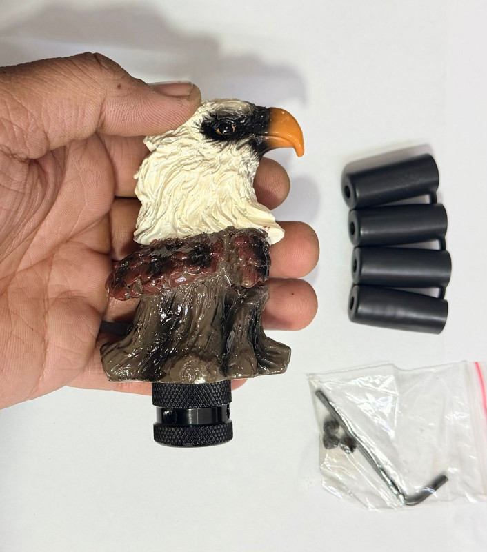 Auto MT WHITE BROWN Eagle Head Car Gear Shift Knob with Adapters Manual Handle 1PC Car Flywheel