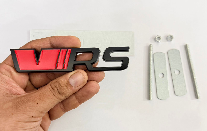 Auto MT RED BLACK VRS 3D GRILL Sticker (12cmx2.5cm) Car Bike Laptop 3D-Badge Car Flywheel